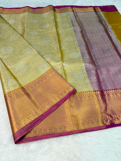 Gold & Magenta Tissue Saree