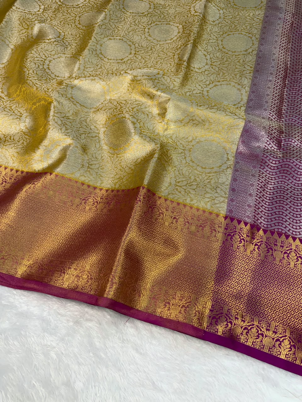 Gold & Magenta Tissue Saree