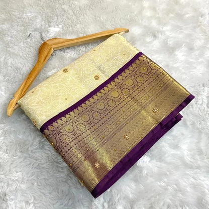 Banarasi Off-White Semi Silk Saree