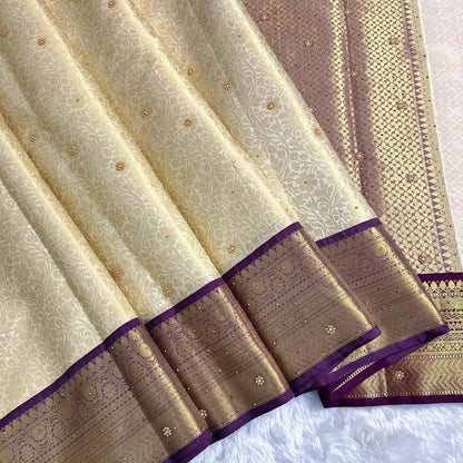Banarasi Off-White Semi Silk Saree
