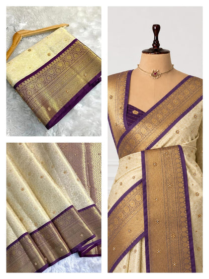 Banarasi Off-White Semi Silk Saree