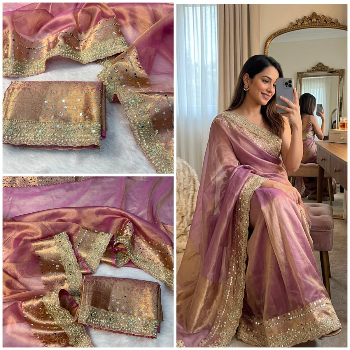 Premium Banarasi Glass Tissue Saree