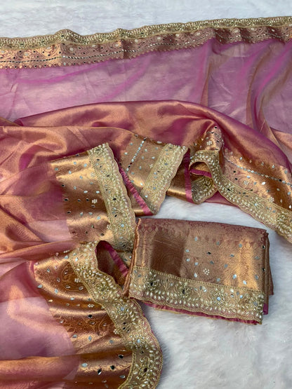 Premium Banarasi Glass Tissue Saree