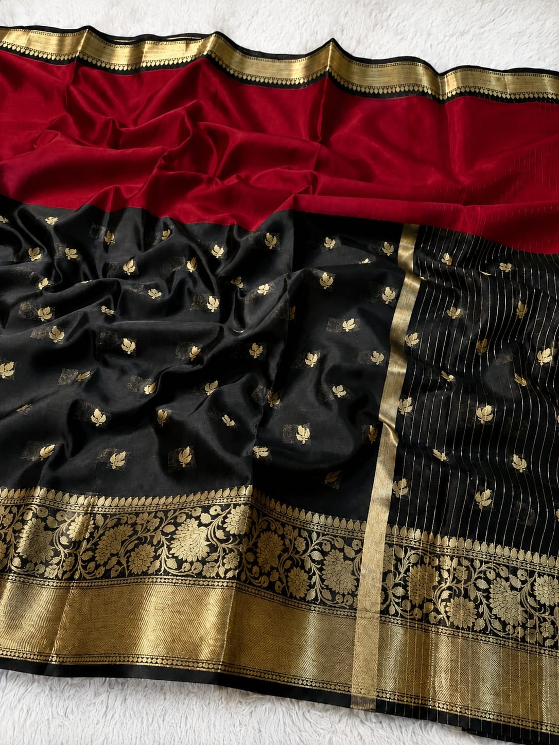 Half & Half Semi Katan Soft Silk Saree