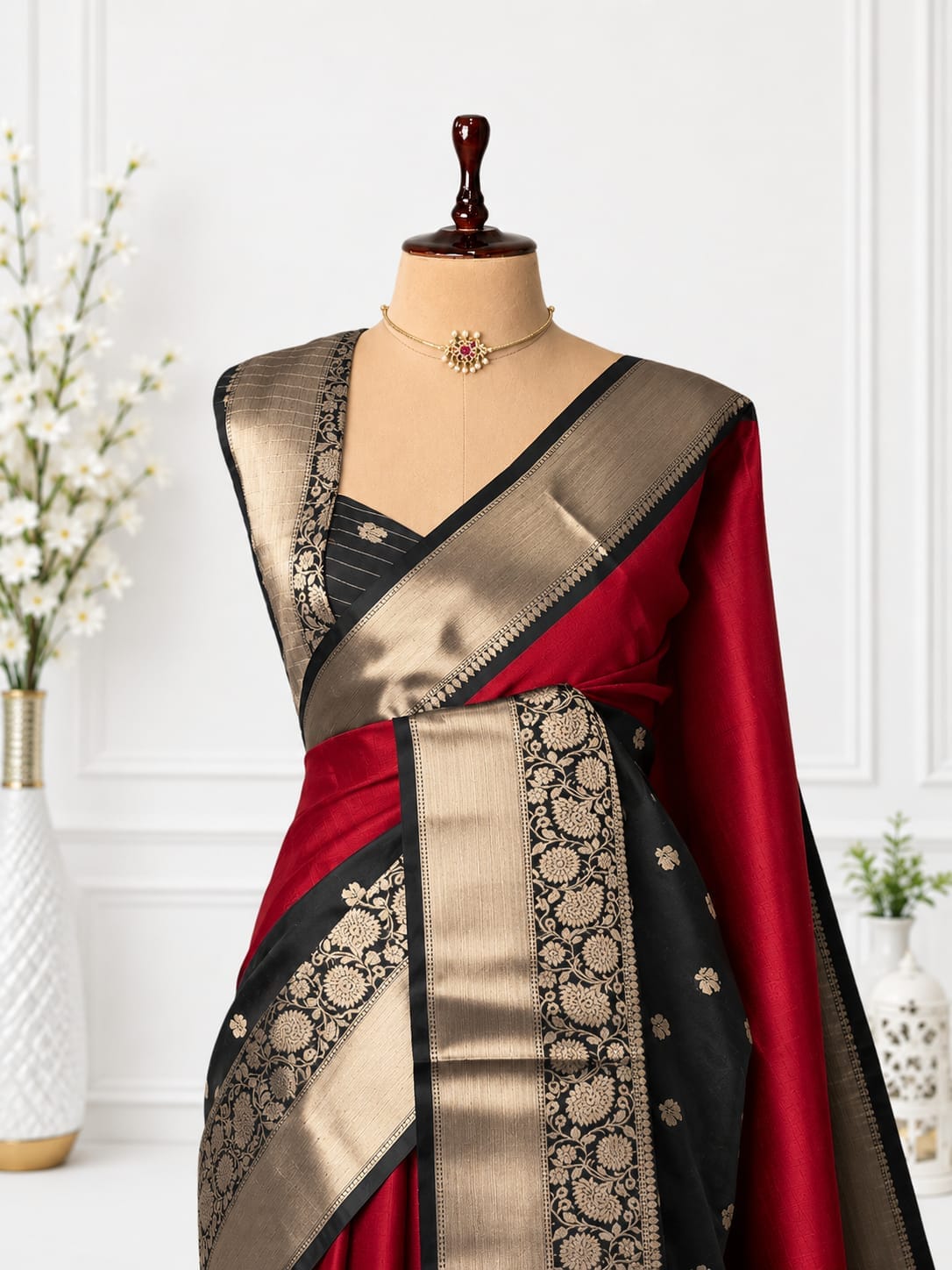 Half & Half Semi Katan Soft Silk Saree