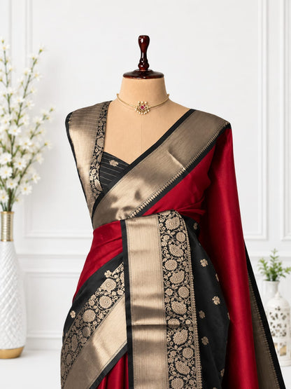 Half & Half Semi Katan Soft Silk Saree