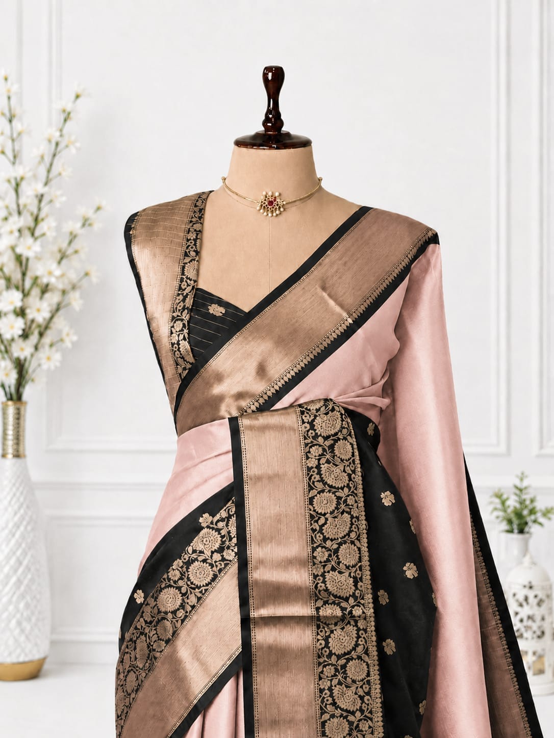 Half & Half Semi Katan Soft Silk Saree