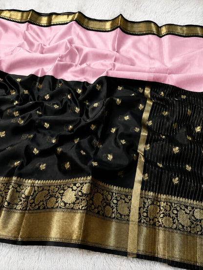 Half & Half Semi Katan Soft Silk Saree