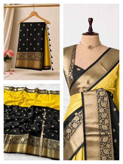 Half & Half Semi Katan Soft Silk Saree