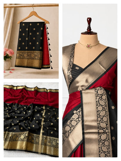 Half & Half Semi Katan Soft Silk Saree