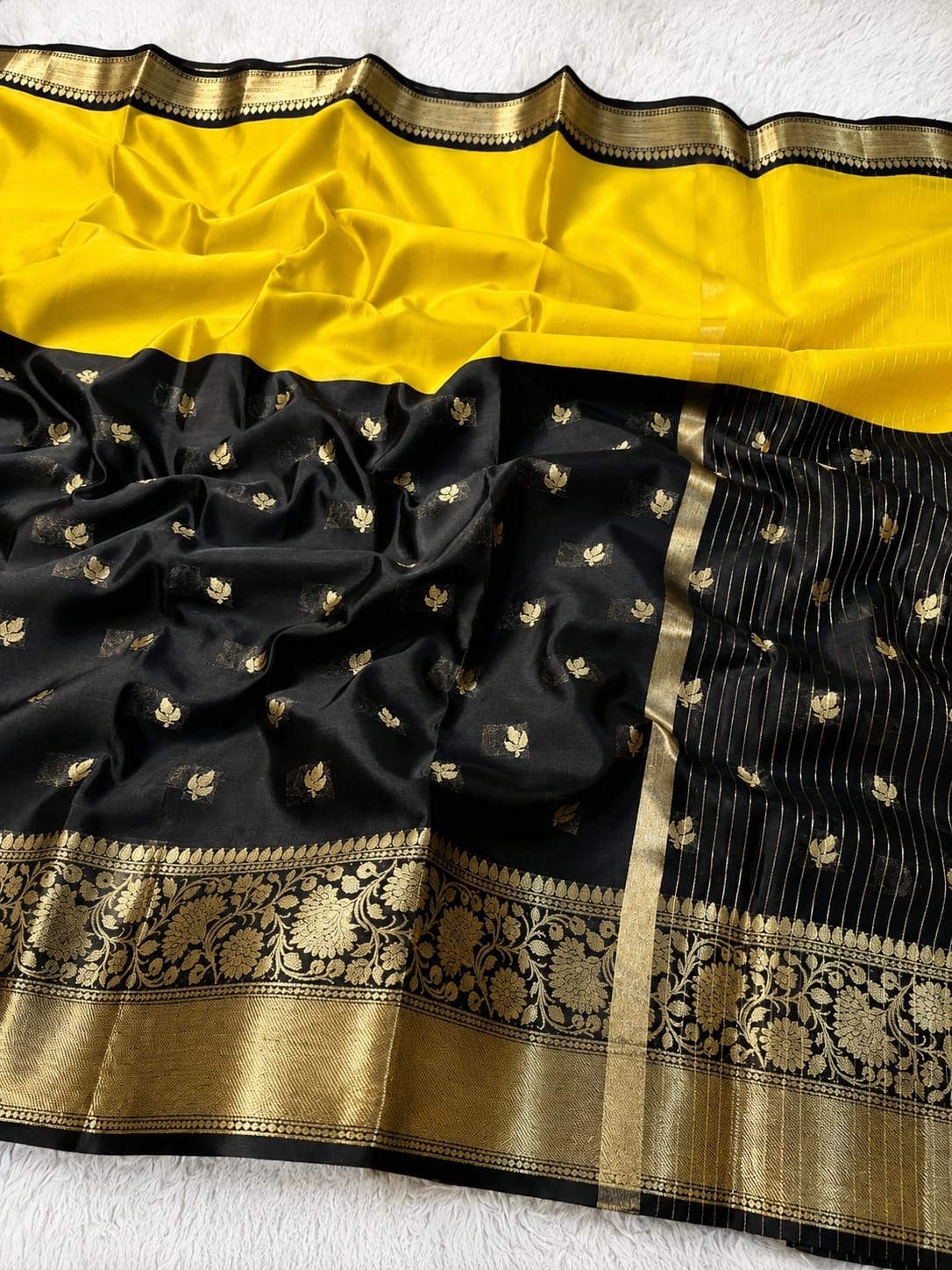 Half & Half Semi Katan Soft Silk Saree