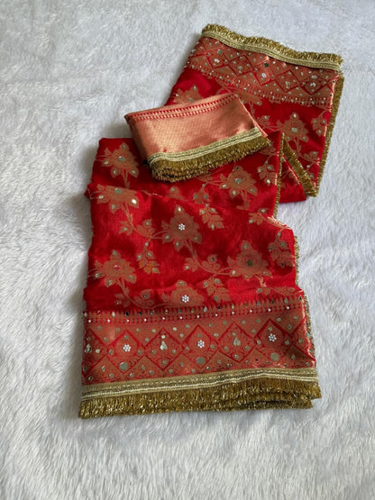 Royal Warm Silk Floral Zari Saree