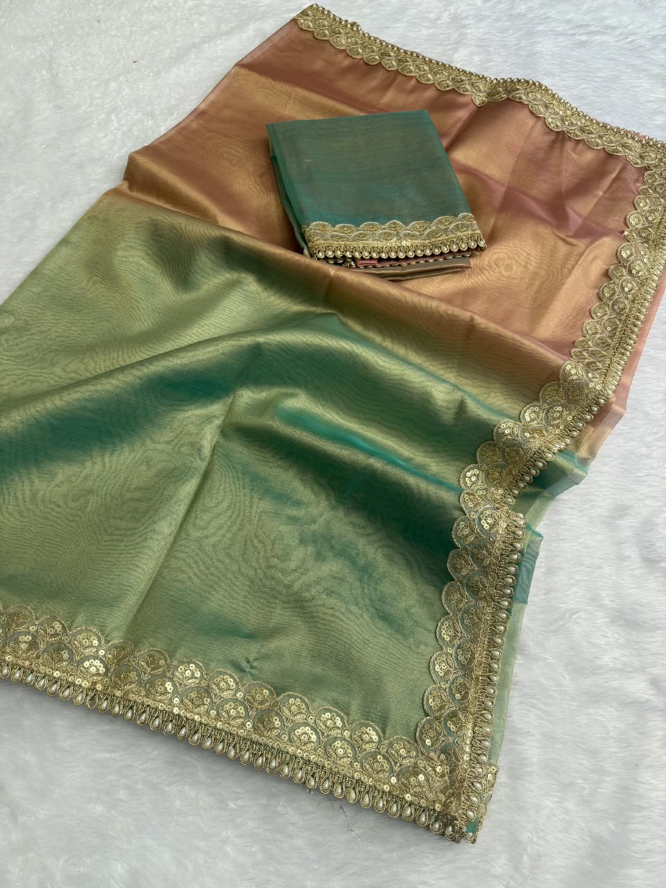 Banarasi Three-Tone Tissue Saree