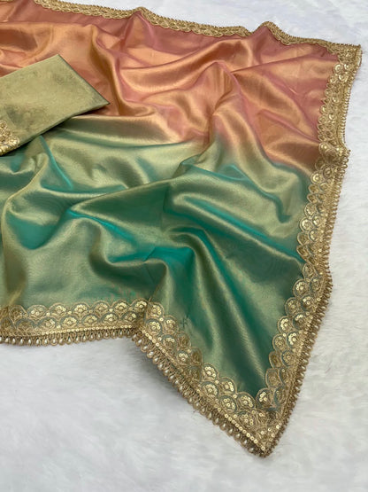 Banarasi Three-Tone Tissue Saree