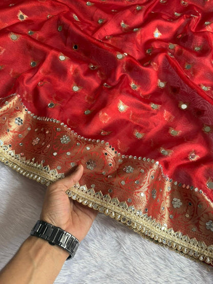 Premium Floral Zari Tissue Saree