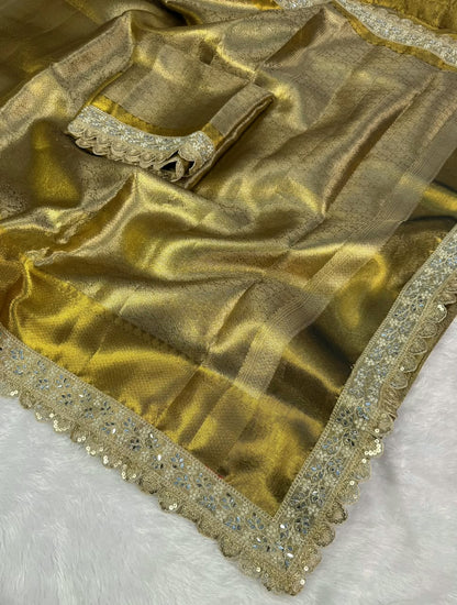 Golden Shine Premium Tissue Saree