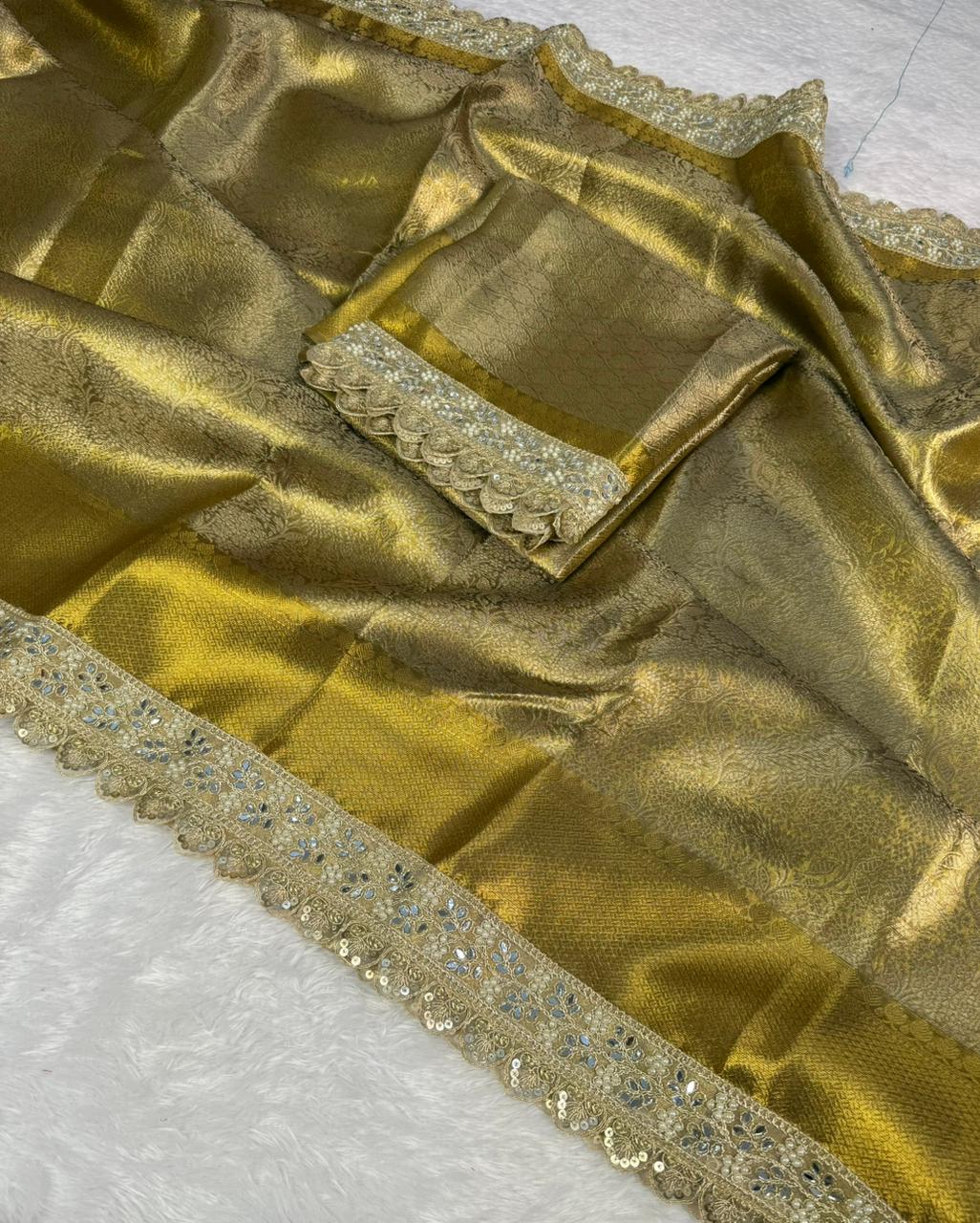 Golden Shine Premium Tissue Saree