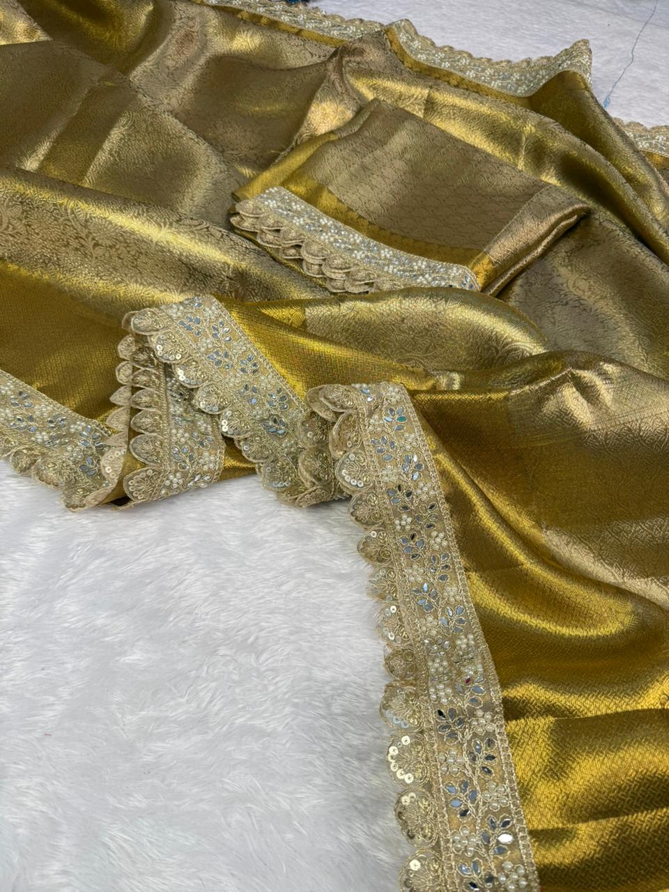 Golden Shine Premium Tissue Saree