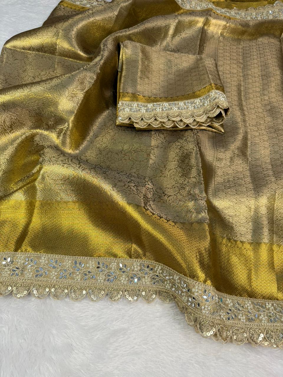 Golden Shine Premium Tissue Saree