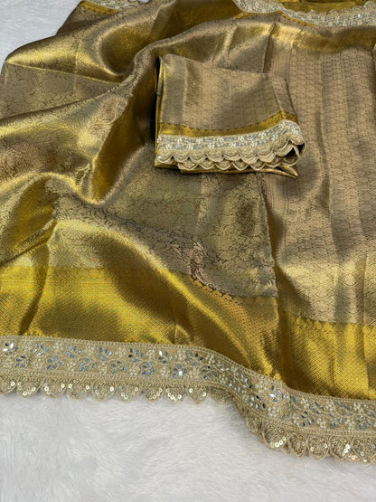 Golden Shine Premium Tissue Saree