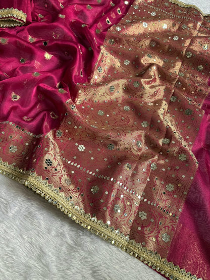 Premium Floral Zari Tissue Saree