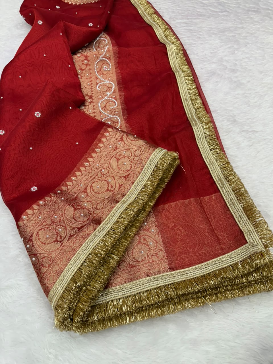 Red Banarasi Tissue Saree