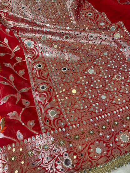 Premium Stone & Mirror Work Tissue Saree