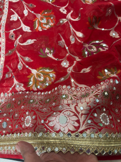 Premium Stone & Mirror Work Tissue Saree