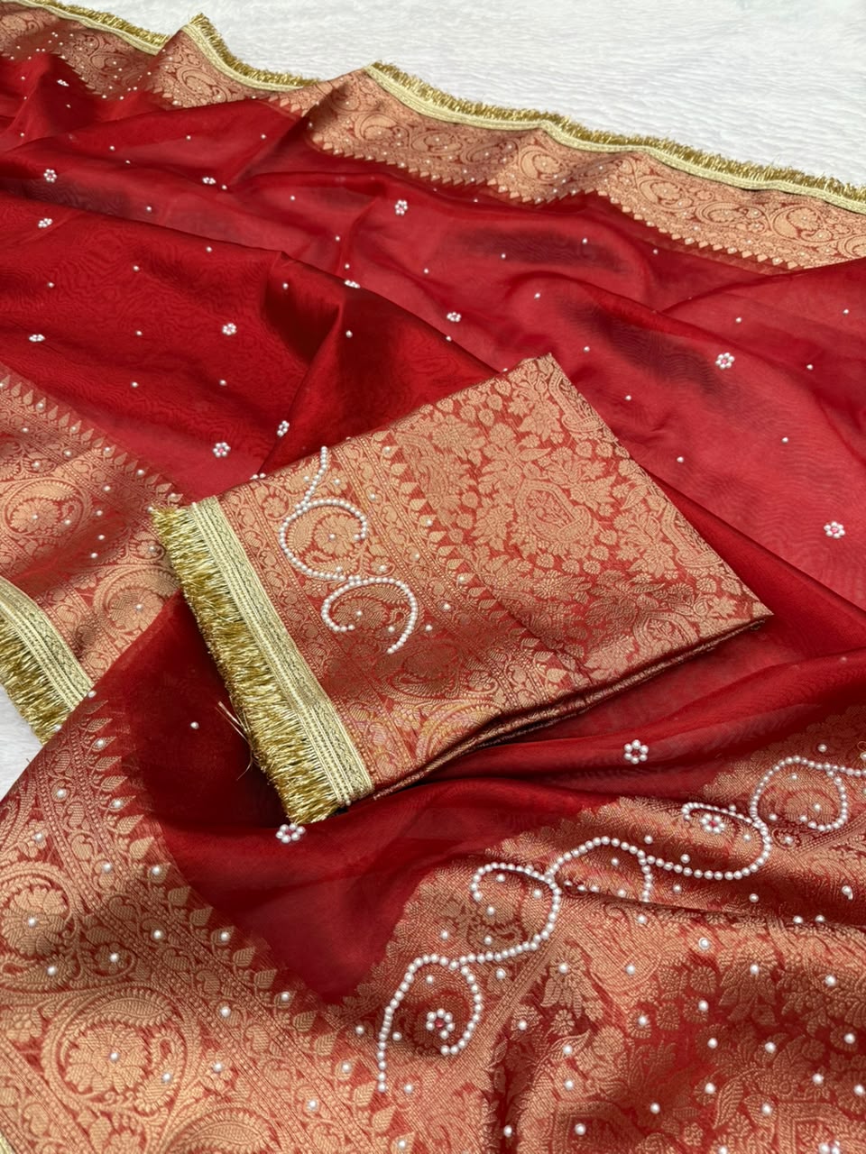 Red Banarasi Tissue Saree