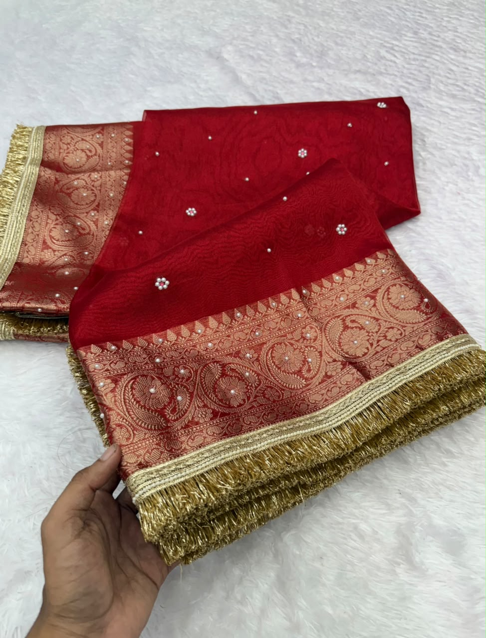 Red Banarasi Tissue Saree