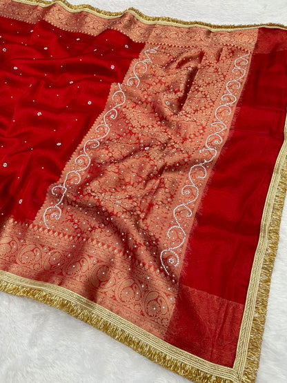 Red Banarasi Tissue Saree