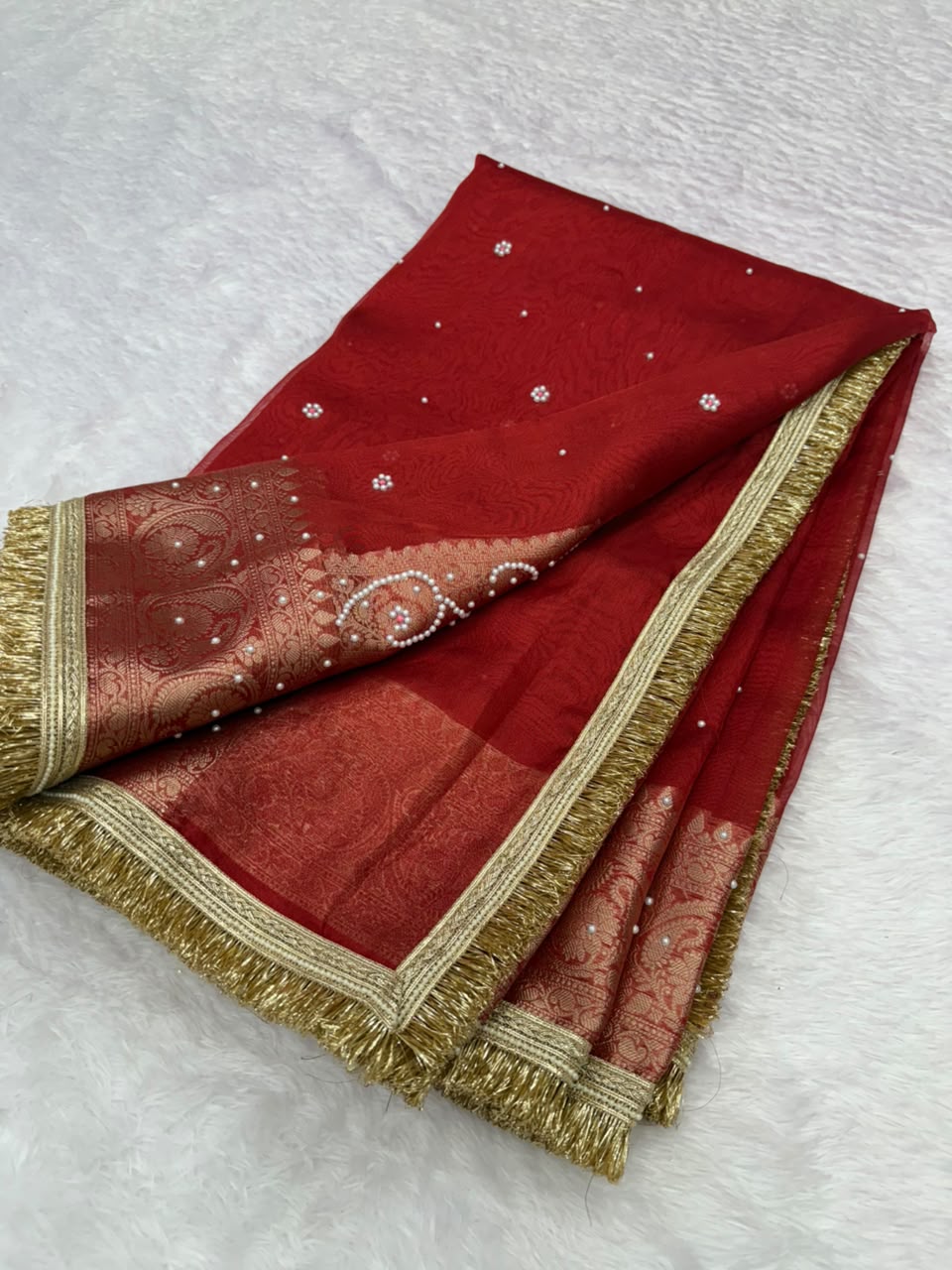 Red Banarasi Tissue Saree