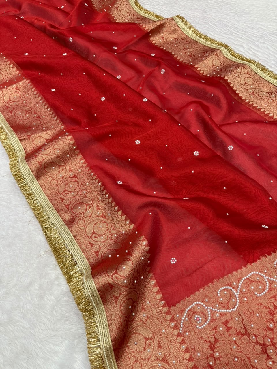 Red Banarasi Tissue Saree