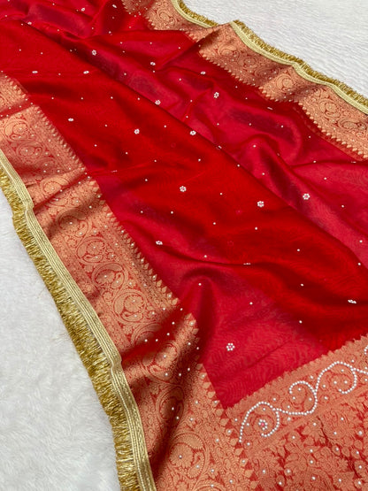 Red Banarasi Tissue Saree