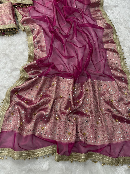 Viral  Pink Ghungroo Saree