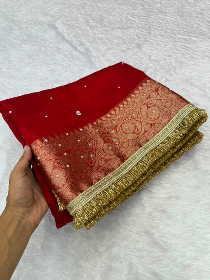 Red Banarasi Tissue Saree