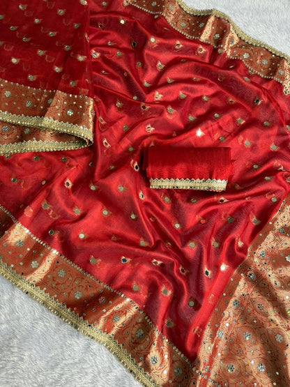 Premium Floral Zari Tissue Saree