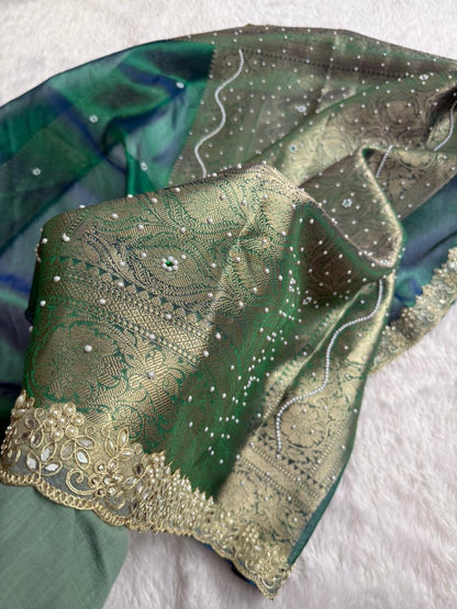 Peacock Blue Maharani Tissue Saree