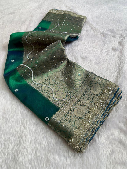 Peacock Blue Maharani Tissue Saree