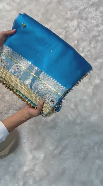 Tissue Gungroo and Mirror Work Saree