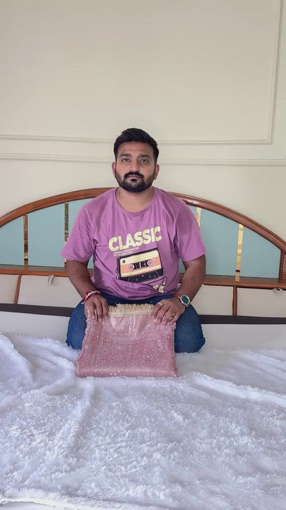 Blush Pink Premium Tissue Saree