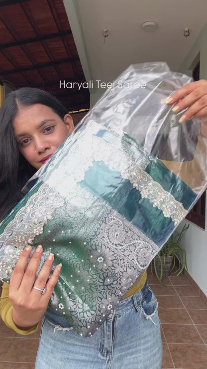 Peacock Blue Maharani Tissue Saree