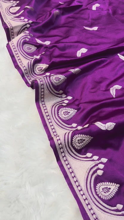 Elegant Purple Mashru Katan Saree