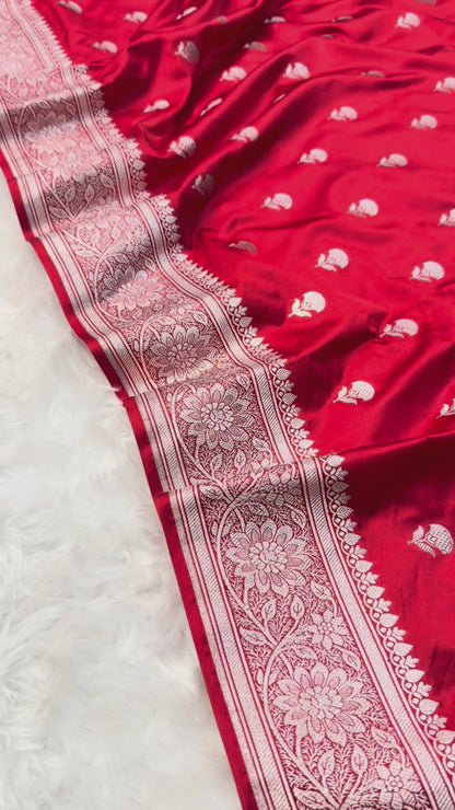Elegant Red Mashru Katan Saree